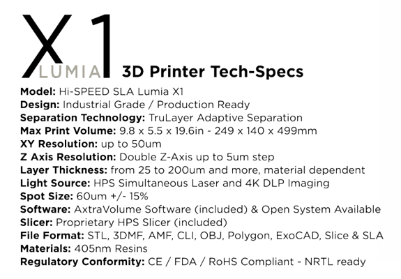 AXTRA3D Lumia X1 SLA 3D Printer